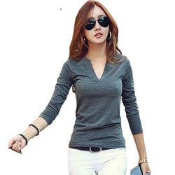 V-Neck Slim Knitted Long Sleeve