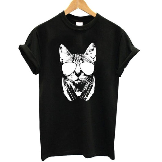 Animal 3D DJ Cat Print Shirt