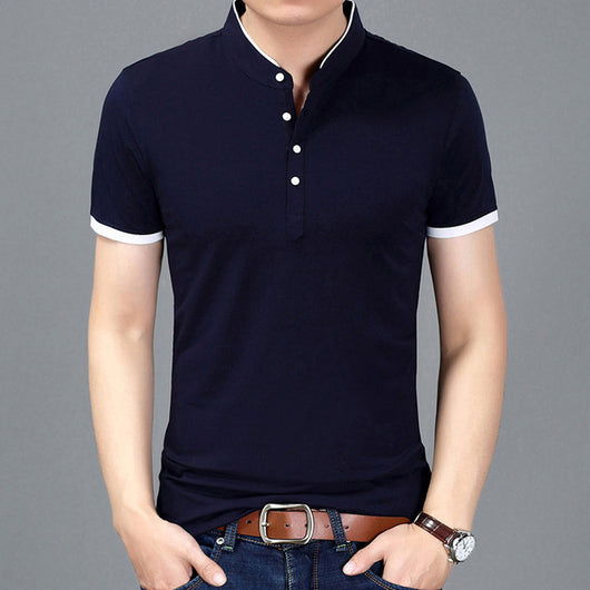 Solid Color Slim Fit Short Sleeve