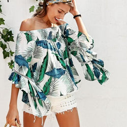 Off Shoulder Flare Sleeve